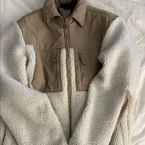 H&M Tan and White Fleece Jacket